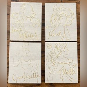 Disney Princess Wall Art- Set of 4.  8x10 Wooden Frames